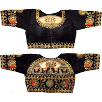 Pujia Mils Women's Silk Solid Half Sleeve Blouse (Dumbo_Black_38)