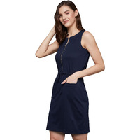 Miss Chase Women's Round Neck Sleeveless Belted Dress (Mcaw23D98-80-71-05, Navy Blue, L)