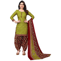 Satrani Women's Printed Poly Cotton Unstitched Dress Material(1175D1271N_Olive Green)