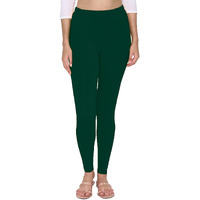 Shasmi Women's Leggings Cotton Lycra 4 Way Stretchable Skin Fit Dark Green Colored Ankle Length Leggings For Women (Leggings Ankle 77 Dark Green Regular)