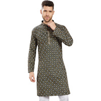 Divisive Men's Sequince Embroidered Cotton Blend Only Slim Fit Kurta (Dkrt751_L_Green)