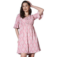 Greciilooks Western Dresses For Women| Crape Western Dress| Flared Dress For Girls| Half Sleeve Western Dress For Women| Dress Perfect For Outing| Short Dresses| Summer Wear (Xx-Large, Peach)