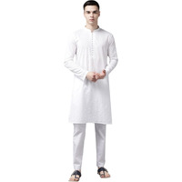 See Designs Men's White Pure Cotton Chikankari Embroidered Straight Kurta - Sd2Kt_1118Xs