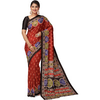 Tamaira Fashion Women's Pochampally Ikkat Print Pure Cotton Saree Without Blouse Piece(11092_Red)
