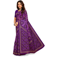 Tamaira Fashion Women's Bandhani Printed Pure Cotton Mulmul Saree Without Blouse Piece(11635_Purple)