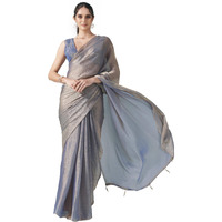 Womanista Women's Poly Chiffon Two Tone Saree (Ti6721_Blue)