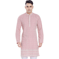 Divisive Men's Thread Embroidered Cotton Blend Only Slim Fit Kurta (Dkrt164_S_Gajari)