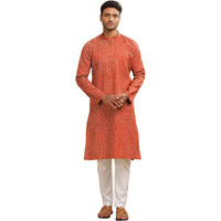 Be Active Men's Traditional Printed Full Sleeves Cotton Kurta For Wedding (C-Rf0061 Kr 2 S) Red