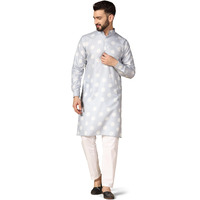 Greciilooks Mens Rayon Casual Regular Fit Kurta Set For Men (Grey, Medium)