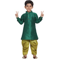 Jbn Creation Boys' Bottle Green And Chutney Silk Blend Kurta And Dhoti Set (B1590)