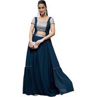 Miss Chase Women's Embellished Square Neck Short Sleeves Waist Band Pocketed Tiered Maxi Co-Ord Set With Pocket (Mcss23C01-06-83-02, Teal, Xs)