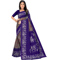 Tamaira Fashion Women's Printed Pure Cotton Mulmul Saree Without Blouse Piece(2501_Grey&Blue)