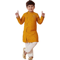 Manyavar Boys Self Design Blended Cotton Kurta And Pajama Set(2-3 Years)