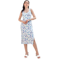 Purvaja Womens Bodycon Below Knee Length Dress (Wini-051-Coral_Blue_Small)