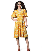 Purvaja Womens Fit & Flare Knee Length Dress (Wini-003-Spring_Yellow_Medium)