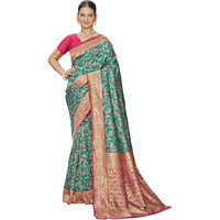 Glory Sarees Women's Minakari Banarasi Sarees For Women With Blouse Piece (Best_Silk_Saree_Green)