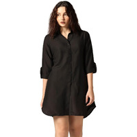 Greciilooks Women Rayon Casual Dress Western Regular Fit Western Dress (Black, X-Large)