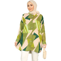 Gufrina Women's Rayon Dress With Long Puff Sleeves Mandarin Collared Neck Tie Die Printed A-Line Style Regular Fit And Knee Length Cream