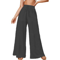 Shasmi Women's Black Solid Ruffle Hem Plazzo Sharara Trousers (Plazzo 68 Black Xxl)