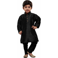 Jbn Creation Boys' Black Silk Blend Kurta And Pyjama Set_Vasbkbl001Npbl_32