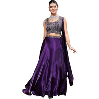 Stylum Women's Jimmy Choo Lehenga & Blouse With Dupatta (Stdselenawine40_Wine, L)