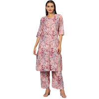 Patlani Western Women's Bsy Synthetic Digital Floral Printed Kurta Pant Set/Quard Pant Set.