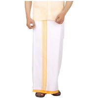 Prakasam Cotton Men's Cotton Single Dhoti (Orange)/ Single Dhoti (1.30X2.00 Mtrs)