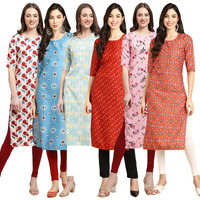 Pinkmint Women's Crepe Solid Regular Kurti (Ks01_Multicolor12