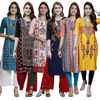 Pinkmint Printed Kurti For Women's Timeless Tradition Modern Kurtis With A Classic Touch (Pack Of 6)