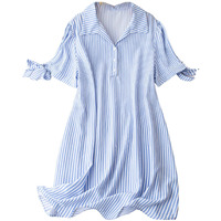 Om Sai Latest Creation Western Dress For Women | Beach Wear For Women | One Piece Dress | Vacation Outfits For Women | Picnic Dress For Women | Striped Printed, Casual Dresses. (Medium, Sky Blue)