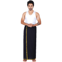 Prakasam Cotton Men's Single (1.30X2.00 Mtrs-4 Yard) Black Colour Solid Hb Border Men Dhoti