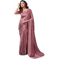 Satrani Women's Satin Stone Work Hot Fixing Saree With Unstitched Blouse Piece (3111S418N_Dusty Mauve4)
