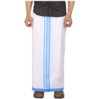 Prakasam Cotton Men's Cotton Single Dhoti (Light Blue)/ Single Dhoti (1.30X2.00 Mtrs)