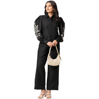 Selvia Women's Cotton Blend Co-Ords Ankle Length Dress (742Ctk8013N-M_Black