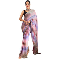 Shiv Textiles Womens Nylon Zip And Go Pre-Stitched Saree  Effortless Wear & Comfort : Ready To Wear Saree(Sb-St-R-18-Pink)
