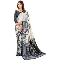 Satrani Women's Silk Blend Saree (3518S3094N_White & Black4)
