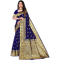 Sugathari Women's Banarasi Saree Pure Kanjivaram Silk Saree Soft New Ladies 2023 Design Wear Pattu Sarees Latest Cotton Party Sari Collections With Blouse Piece For Wedding Sadi (Pari 181 N Blue)