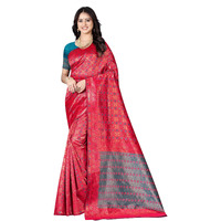 Sugathari Women's Banarasi Saree Pure Kanjivaram Silk Soft New Ladies 2024 Design Wear Pattu Sarees Latest Cotton Party Sari Collections With Blouse Piece For Wedding Sadi (Pari-183-Rani)