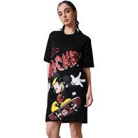 Bewakoof Heavy Duty 1.0 Official Disney Merchandise Women's Graphic Printed Oversized Dress_589799_Black_M