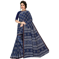 Tamaira Fashion Women's Plain Weave Pure Cotton Saree With Blouse Piece (2427_Indigo)