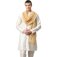 Weavers Villa Poly Silk Ethnic Beige Woven Dupatta For Men (2.20 Mtrs)