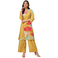 Fiorra Women's Yellow Cotton Blend Kurta And Palazzo Set Set0145