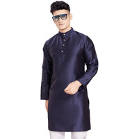 Divisive Men's Self Woven Jequard Art Silk Slim Fit Only Kurta (Dkrt402_Xxl_Navy)