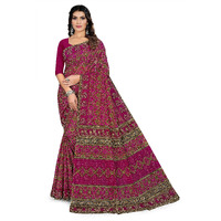 Tamaira Fashion Women's Plain Weave Pure Cotton Saree Without Blouse Piece(11188_Magenta)