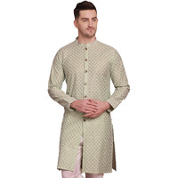 Jompers Men's Sequin Chikankari Front Open Kurtas (Pista, Xxl)