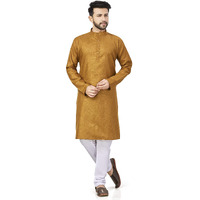 Be Active Men's Cotton Regular Fit Kurta (Rfsk0001 14-1-L_Yellow_L)