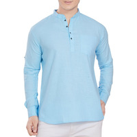 Divisive Men's Pure Cotton Relaxed Fit Short Kurta (Dkrt253_S_L Sky)