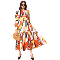 Kzully Women|Embrace Chic Vibes With This V-Neck Fit & Flare Maxi Dress Featuring Waist Cutouts White-Red, Large