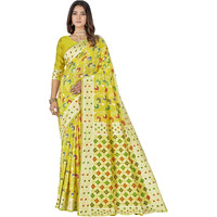 Glory Sarees Women's Kashmiri Pashmina Silk Woven Saree With Blouse Piece (Modern_Silk101_Yellow)