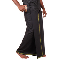 Prakasam Cotton Men's Welcro Pocket Black Colour Dhoti. (Hip Size-36, Length - 42 Inches)